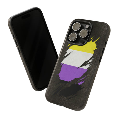 Nonbinary Pride Flag Ripped Reveal Tough Case
